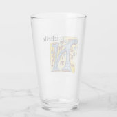 Leuchtender Buchstabe N des mittelalterlichen blau Glas (Rückseite)