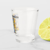 Leuchtender Buchstabe N des mittelalterlichen blau Schnapsglas (Rechts)