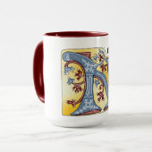 Leuchtender Buchstabe N des mittelalterlichen blau Tasse (Vorderseite Links)