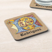 Leuchtender Buchstabe R für mittelalterliches Blau Getränkeuntersetzer (Linke Seite)