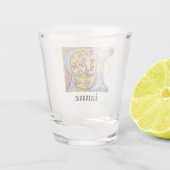 Leuchtender Buchstabe R für mittelalterliches Blau Schnapsglas (Rückseite)