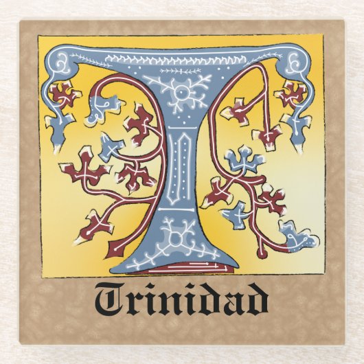 Leuchtender Buchstabe T Glasuntersetzer (Vorderseite)