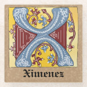 Leuchtender Buchstabe X Glasuntersetzer (Vorderseite)