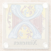 Leuchtender Buchstabe X Glasuntersetzer (Rückseite)