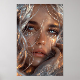 Leuchtender Frostblick-Fantasy-Porträtposter Poster