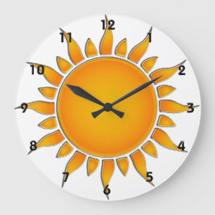 Leuchtender gelber und orange Sommer Sun Große Wanduhr