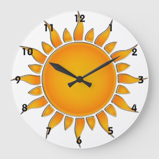 Leuchtender gelber und orange Sommer Sun Große Wanduhr (Vorderseite)