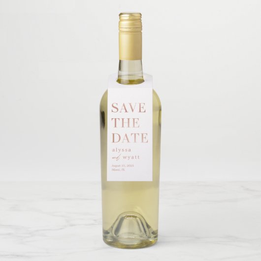 Leuchtender, glänzender, Save the Date Flaschentag Flaschenanhänger (Auf Flasche)