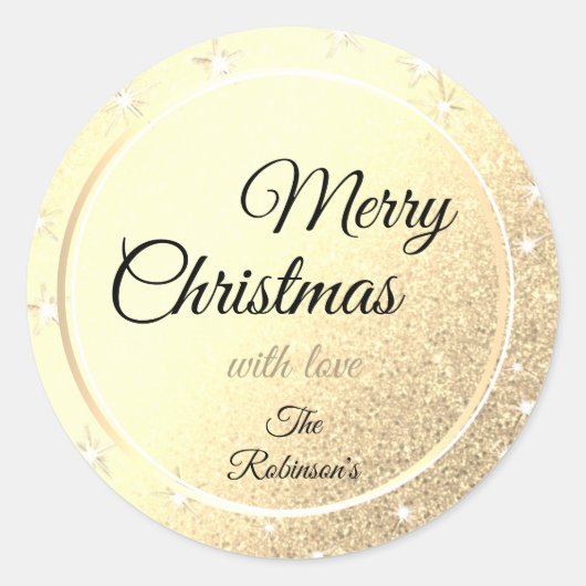 Leuchtender Goldener Glitzer Sparkle Gold Effekt W Runder Aufkleber (Vorderseite)