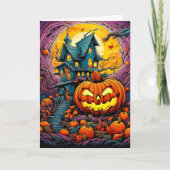Leuchtender Halloween-Kürbis Karte (Vorderseite)