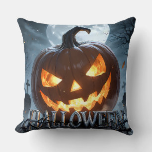 Leuchtender Halloween-Kürbismond Kissen