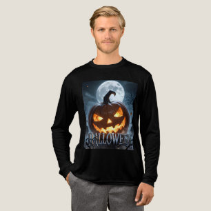 Leuchtender Halloween-Kürbismond Tri-Blend Shirt