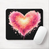 Leuchtender Herz-Mauspad auf schwarzem Hintergrund Mousepad (Mit Mouse)