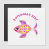 Leuchtender Herzfisch: Strahlendes Neon-Kawaii-Mee Magnetkarte (Vorne/Hinten)