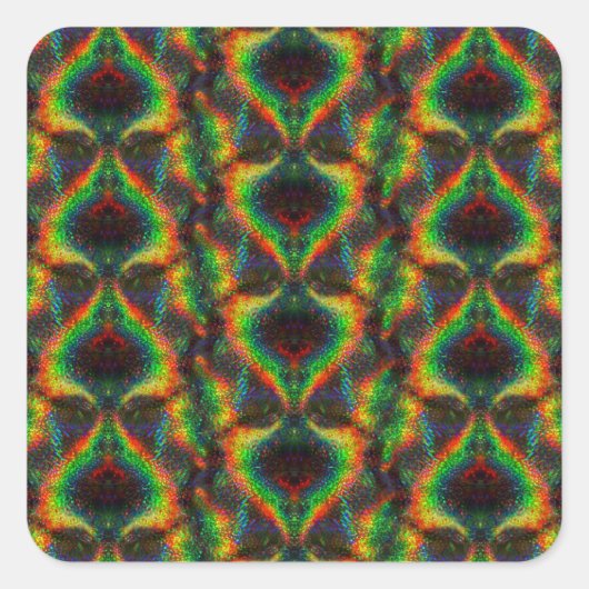 Leuchtender Holografischer Regenbogen Glitzer Leaf Quadratischer Aufkleber (Vorderseite)