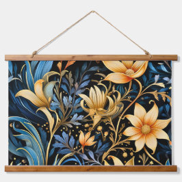 Leuchtender Märchengarten Botanisch Wandteppich Mit Holzrahmen