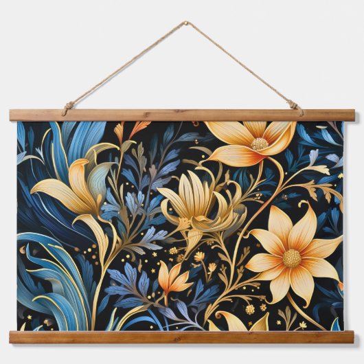 Leuchtender Märchengarten Botanisch Wandteppich Mit Holzrahmen (Vorne)