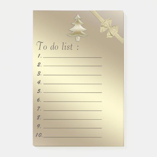 Leuchtender moderner Goldbaum "zu erledigen" Post-it Klebezettel (Vorderseite)