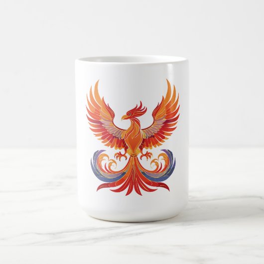 Leuchtender mythologischer Fantasy-Phönix-Vogel Kaffeetasse (Mittel)