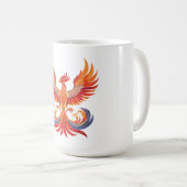 Leuchtender mythologischer Fantasy-Phönix-Vogel Kaffeetasse (VorderseiteRechts)
