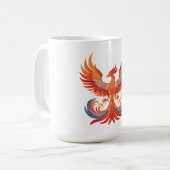Leuchtender mythologischer Fantasy-Phönix-Vogel Kaffeetasse (Vorderseite Links)