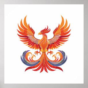 Leuchtender mythologischer Fantasy-Phönix-Vogel Poster