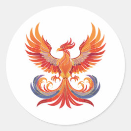 Leuchtender mythologischer Fantasy-Phönix-Vogel Runder Aufkleber