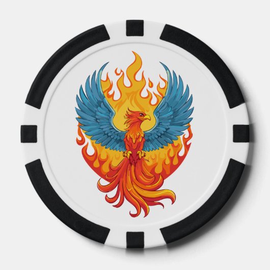 Leuchtender mythologischer Fantasy-Phönixvogel Pokerchips (Vorderseite)