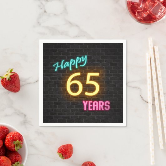 Leuchtender Neon 65 auf Ziegelmauer Serviette (Beispiel)