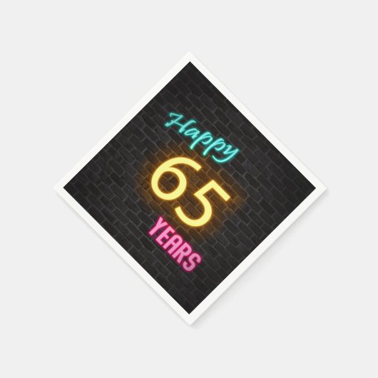 Leuchtender Neon 65 auf Ziegelmauer Serviette (Ecke)