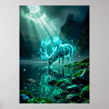 Leuchtender Neon-Cyan-Ätherischer-Hirsch-Fantasy