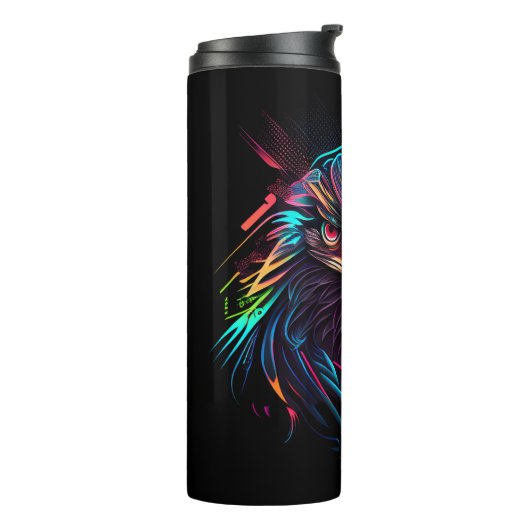 Leuchtender Neon Eagle Artistic Thermosbecher (Nach links gedreht)