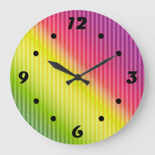 Leuchtender Neon fluoreszierender Regenbogenfarbst Große Wanduhr