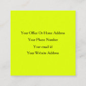 Leuchtender Neon Gelb-leuchtender Farbton Telefonnummerkarte (Rückseite)