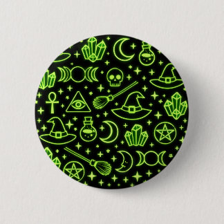 Leuchtender Neon-Grün-Gothic-Hexerei-Anstecker Button