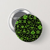 Leuchtender Neon-Grün-Gothic-Hexerei-Anstecker Button (Vorne & Hinten)