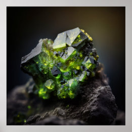 Leuchtender Peridot Gemstone, Nah-up Poster
