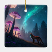 Leuchtender Pilzwald Fuchs Fantasy-Kunst Keramikornament (Rückseite)
