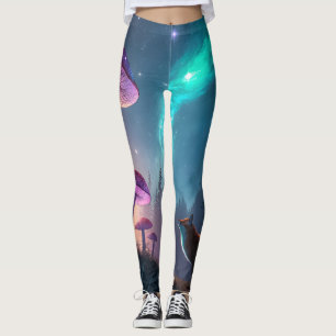 Leuchtender Pilzwald Fuchs Fantasy-Kunst Leggings