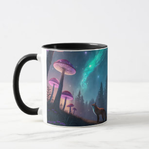 Leuchtender Pilzwald Fuchs Fantasy-Kunst Tasse