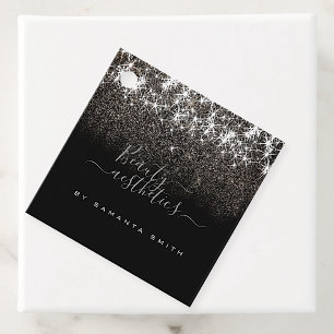 Leuchtender Platinsilber-Glitzer Elegante Markieru Geschenkanhänger