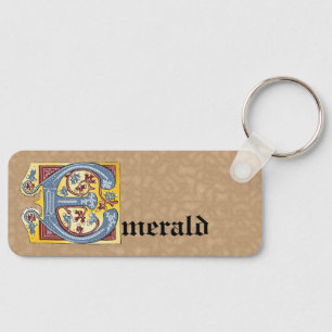 Leuchtender rechteckiger, blauer und roter Buchsta Schlüsselanhänger