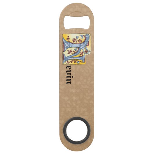 Leuchtender rechteckiger, blauer und roter Buchsta Speed Flaschenöffner (Rückseite)