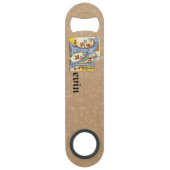 Leuchtender rechteckiger, blauer und roter Buchsta Speed Flaschenöffner (Vorderseite)