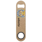 Leuchtender rechteckiger, blauer und roter Buchsta Speed Flaschenöffner (Rückseite)