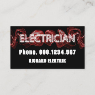 Leuchtender Red Electric Lightning Electrician Visitenkarte