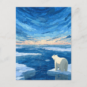 Leuchtender Riesen-Mond Eisbär Arktische Nacht Postkarte