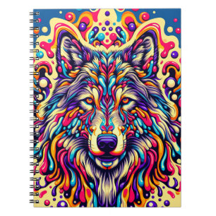 Leuchtender Schutz Wolf – Psychedelischer Stamm Notizblock