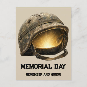 Leuchtender Soldatenhelm zum Memorial Day Tribut Postkarte
