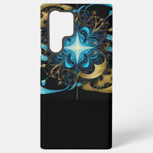 Leuchtender Stern Blaue Blume Gold Samsung Galaxy Hülle